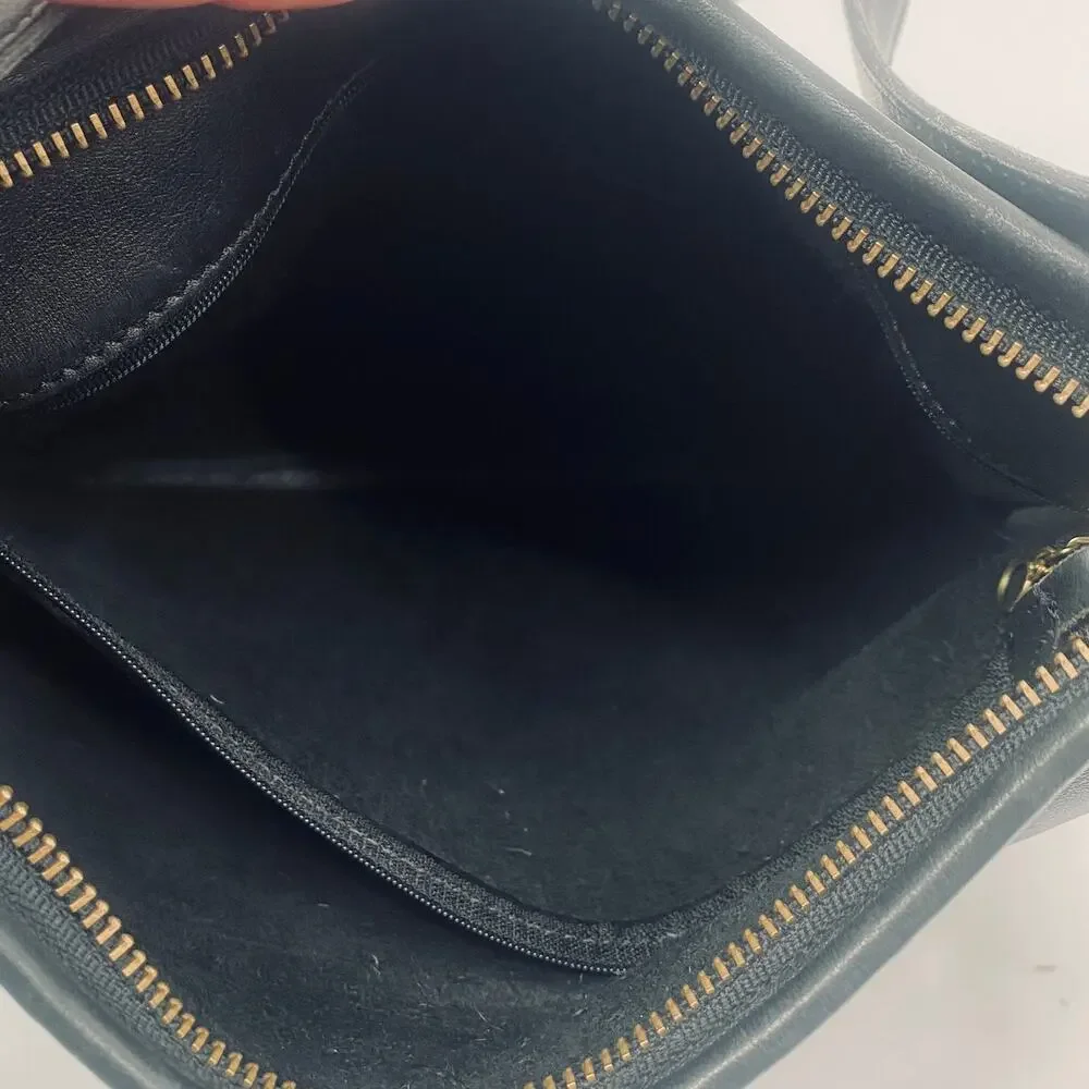 Vintage Coach Andrea Slim Hobo Shoulder Bag Zip Top 9073 Black Gold Womens